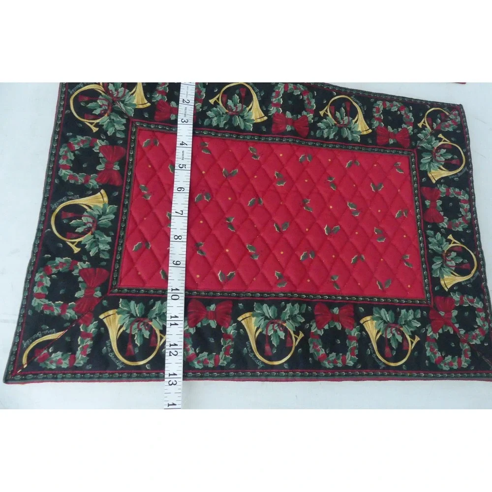 Vera Bradley Christmas Placemats Set of 4 Quilted Wreath French Horn Retired HTF